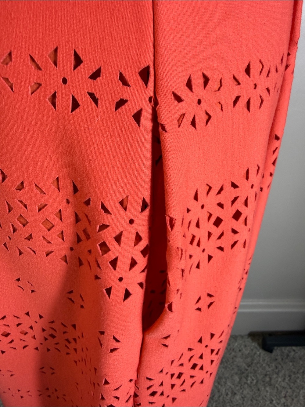 Banana Republic Coral Eyelet Fit & Flare Dress Sz 12 - Picture 6 of 11